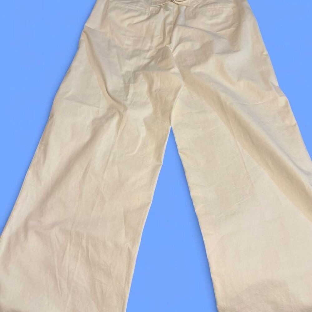 J. Crew Cotton Wide-Leg Trousers with Adjustable Back Tab - Off-White, size 12 - Picture 2 of 7